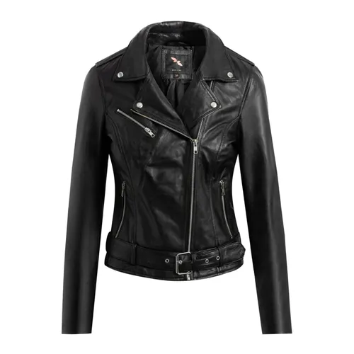 Black Biker Jacket with Silver Details - Btfcph - Modalova