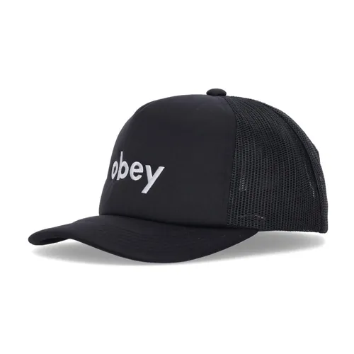 Black Curved Visor Trucker Cap - Obey - Modalova