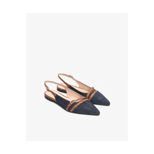 Jeans fabric slingback with leather details - Nerogiardini - Modalova