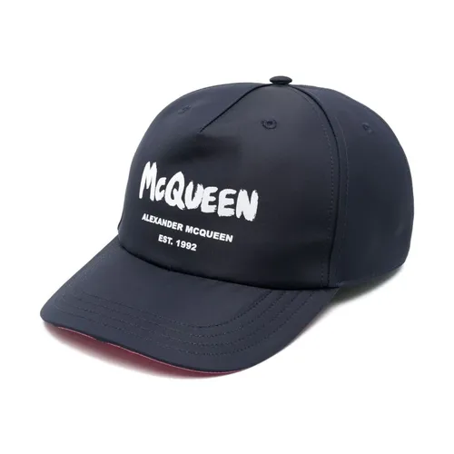 Blue Logo-Print Baseball Cap for Men - Alexander McQueen - Modalova