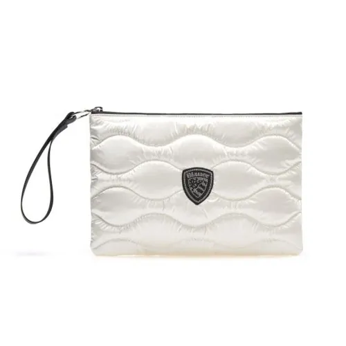 Clutch de Tela Acolchada con Logo de Strass - Blauer - Modalova