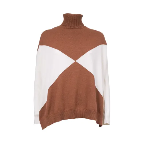 Geometric Design High Neck Turtleneck - Le Tricot Perugia - Modalova