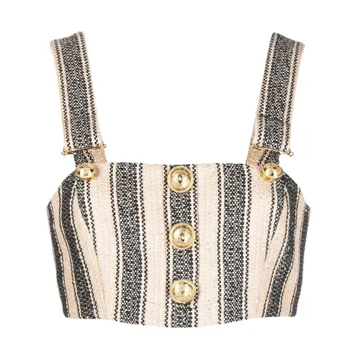 Striped Multicolour Cotton Polyester Blouse - Balmain - Modalova