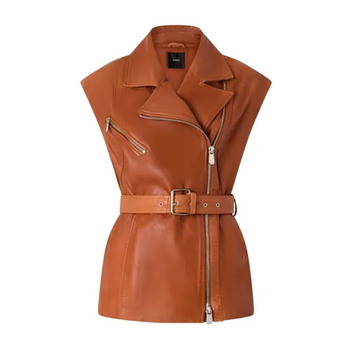 Biker-style Leather Vest - Pinko - Modalova