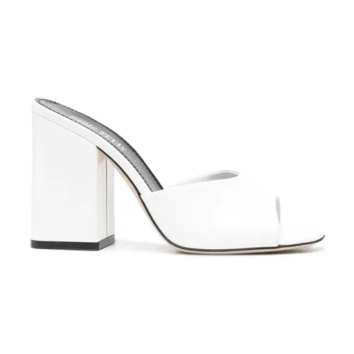 White Leather Heeled Mules - Paris Texas - Modalova