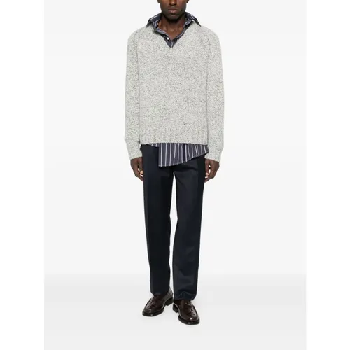 White V-neck Cashmere Wool Sweater - Zegna - Modalova