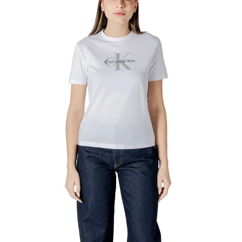 White Cotton T-Shirt with Logo - Calvin Klein Jeans - Modalova
