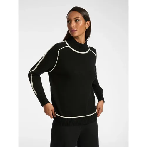 Ribbed wool turtleneck with contrast edges - Elena Mirò - Modalova