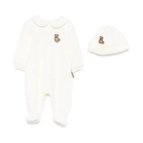 Teddy Bear Romper, Hat and Bib Set - Moschino - Modalova