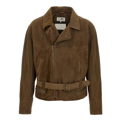 Suede Biker Jacket - MM6 Maison Margiela - Modalova