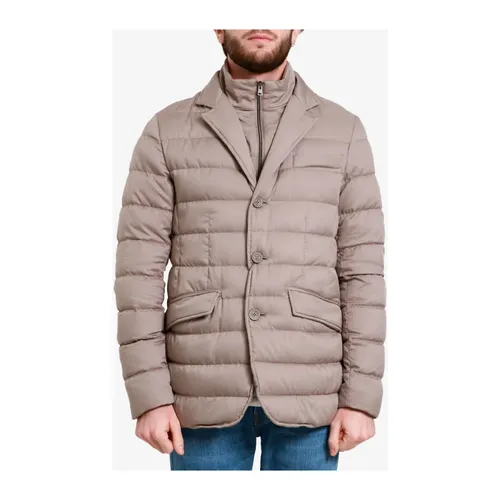 Grey Quilted Jacket with Removable Bib - Herno - Modalova