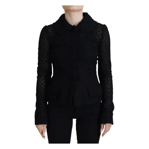 Wool Knitted Button Down Collar Jacket - Dolce & Gabbana - Modalova