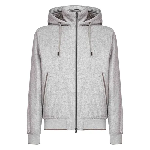 Grey Silk Cashmere Hooded Coat - Herno - Modalova
