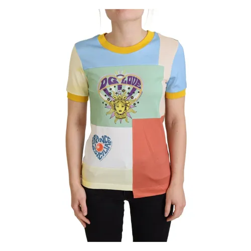 Colorful Patchwork Cotton T-Shirt - Dolce & Gabbana - Modalova