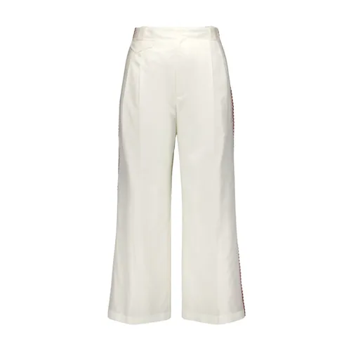 White Silk Cropped Trousers - Zeus+Dione - Modalova