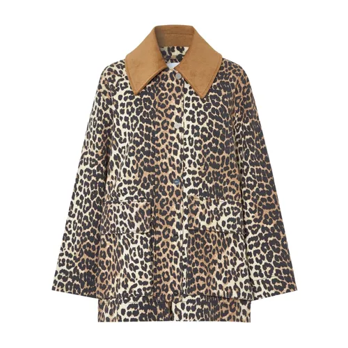Printed Canvas Midi Jacket - Ganni - Modalova