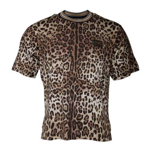 Leopard Print Crew Neck T-shirt - Dolce & Gabbana - Modalova