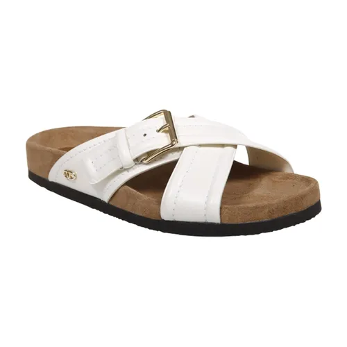 White Leather Flat Sandals Elegant Style - Valentino Garavani - Modalova