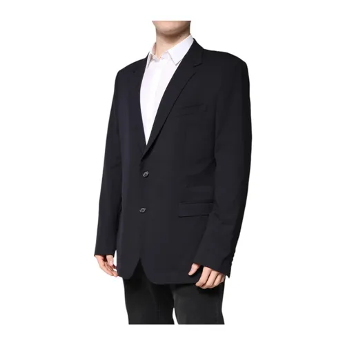 Dark Blue Wool Blazer Two-Button Closure - Dolce & Gabbana - Modalova