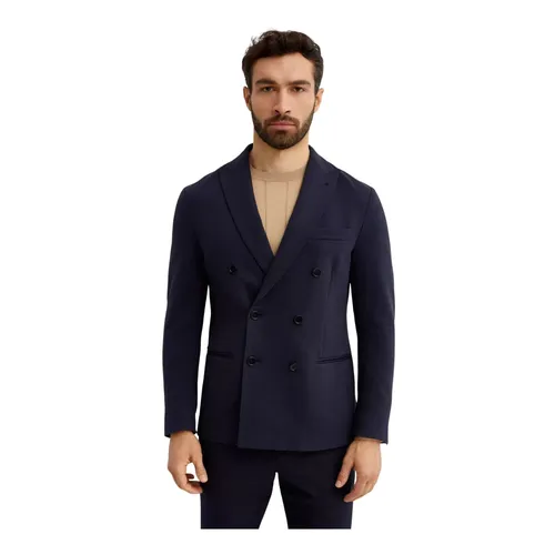Navy Double-Breasted Blazer - Fay - Modalova