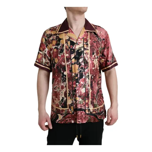 Silk Button Down Shirt Multicolor Pattern - Dolce & Gabbana - Modalova