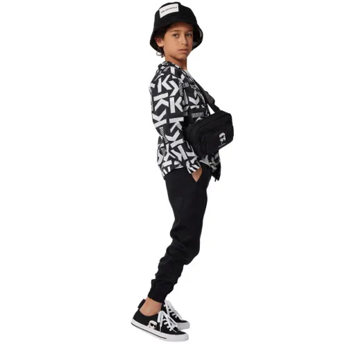 Junior Black Graphic Zip Jacket - Karl Lagerfeld - Modalova
