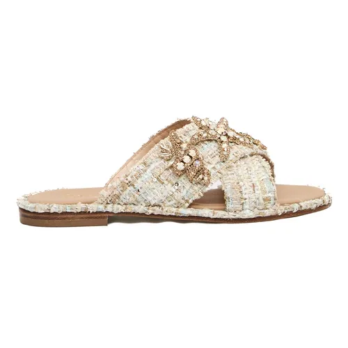 Beige Cross Strap Sandals - Paola Fiorenza - Modalova