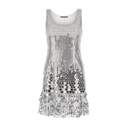 Silver Sequins Mini Dress - Alberta Ferretti - Modalova