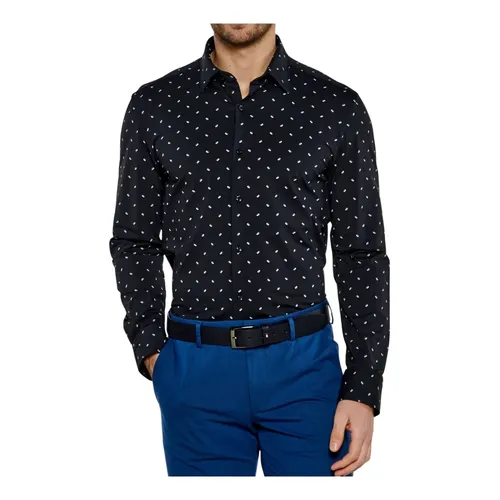 Blue Micro-Patterned Shirt - Hugo - Modalova