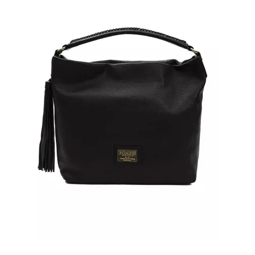 Black Leather Shoulder Bag - Elegant - Pompei Donatella - Modalova