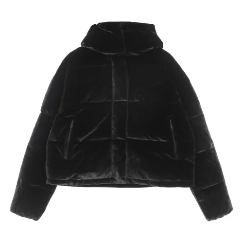 Black Velour Down Jacket with Removable Hood - Kappa - Modalova