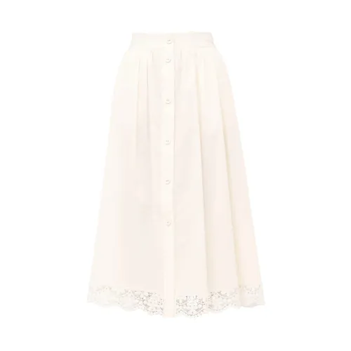 White Cotton Lace Flare Skirt - Twinset - Modalova