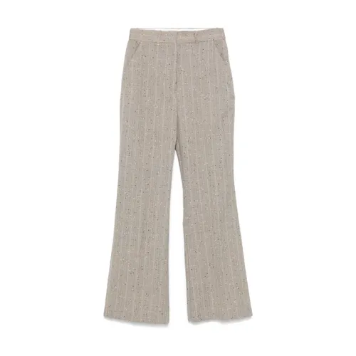 Grey Wool Blend Palazzo Pants - Mark Kenly Domino Tan - Modalova