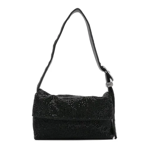 Black Crystal Shoulder Bag with Silk Lining - Benedetta Bruzziches - Modalova