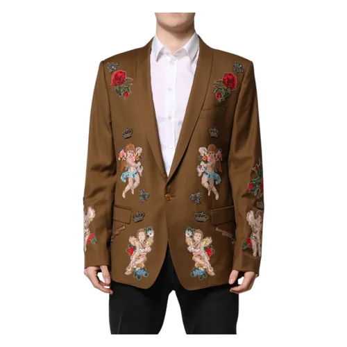 Brown Single Breasted Coat Blazer - Dolce & Gabbana - Modalova