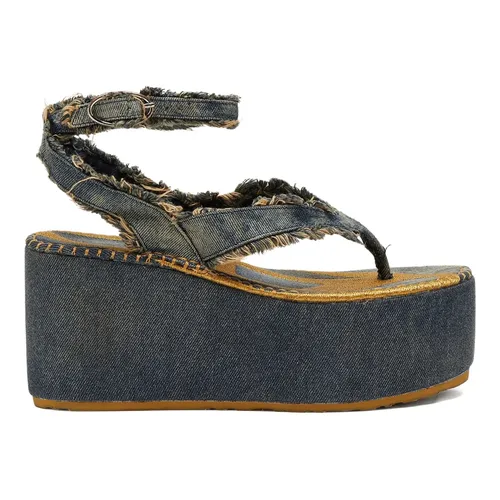 Frayed-edge Platform Sandal - Diesel - Modalova