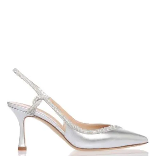 Strass Slingback in Silver Leather - Ninalilou - Modalova