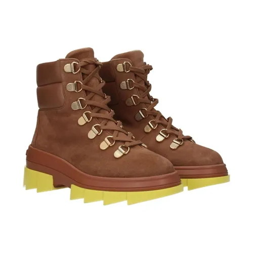 Stivaletti in camoscio marrone con lacci - Stuart Weitzman - Modalova