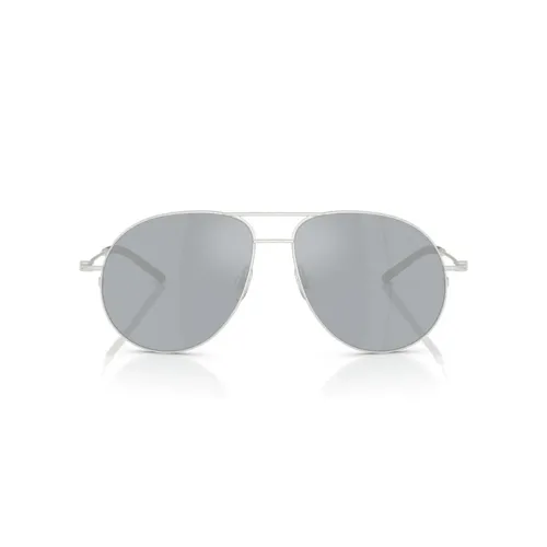 Matte Silver Sunglasses with Grey Flash - Moncler - Modalova