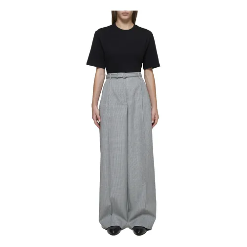 Grey Checkered Wool Trousers - Jil Sander - Modalova