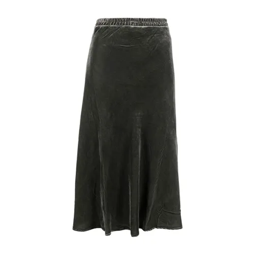 Falda Maxi de Terciopelo Gris Oscuro - Gold Hawk - Modalova