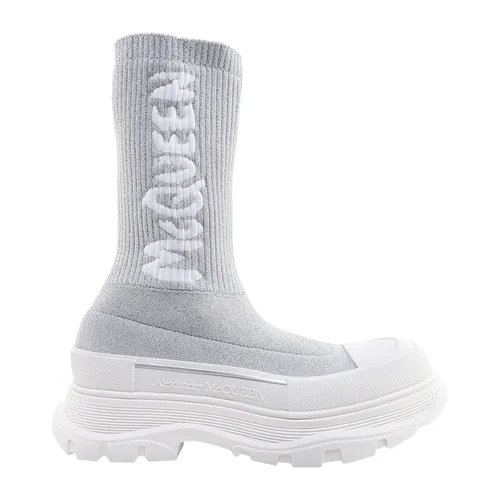 Gray Stretchylon Ankle Boots - Alexander McQueen - Modalova