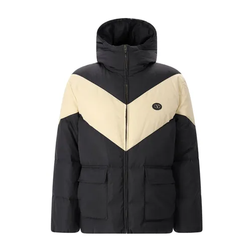 Nylon Hooded Down Jacket With VLogo Patch - Valentino - Modalova