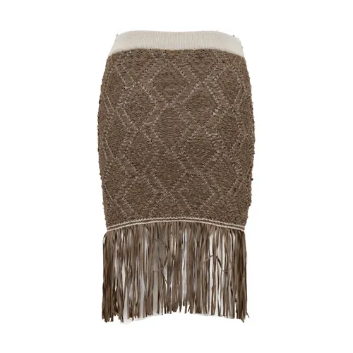 Zipper Hook Skirt with Fringes - Elisabetta Franchi - Modalova
