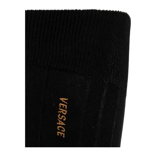 Calze a Coste in Cotone Ricamate - Versace - Modalova