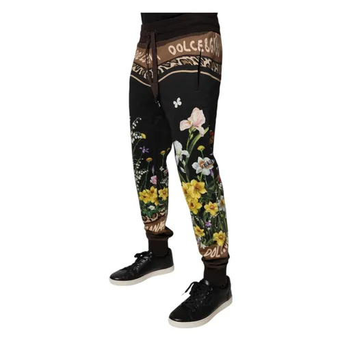 Floral Cotton Jogger Sweatpants - Dolce & Gabbana - Modalova
