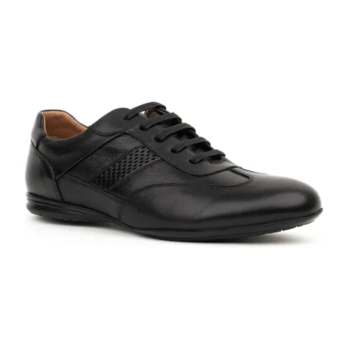 Casual Black Leather Trainers - Sergio Moretti - Modalova