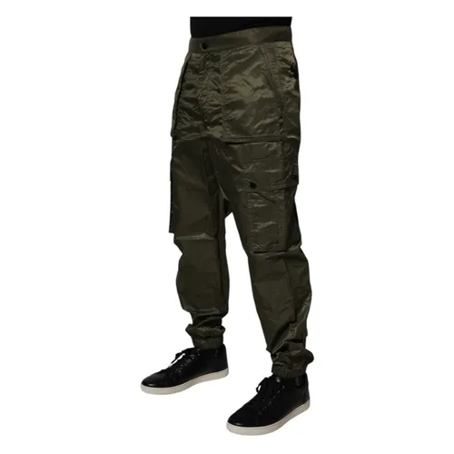 Pantaloni Cargo in Nylon Verde Scuro - Dolce & Gabbana - Modalova