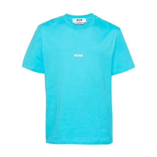 Blue Cotton T-Shirt - Msgm - Modalova