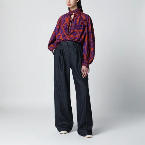 Belted Trousers with Irregular Pleats - Dries Van Noten - Modalova